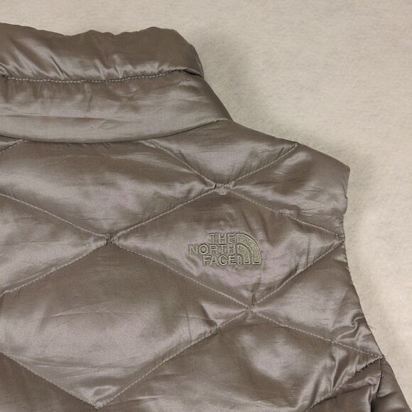The North‎ Face Womens S Aconcagua 550 Down Puffer Vest Silver Gray Jacket Hike - Picture 6 of 13